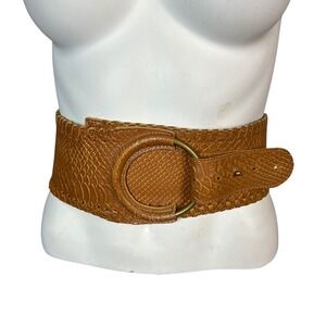 Motif 56 Corset Belt Small Tan Brown Embossed Leather Wide Boho Festival